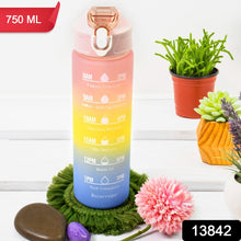Plastic Colorful Motivational Water Bottle with Straw (750 ML)